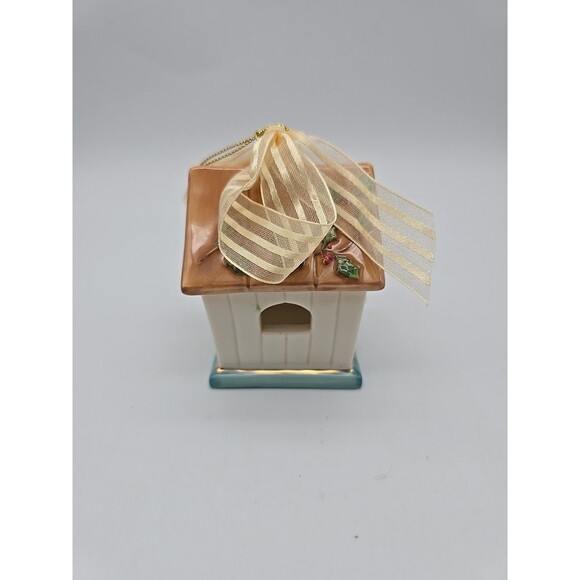 Vtg Papel Giftware BIRDHOUSE Ornament JOYS OF WINTER Christmas 3.25” Porcelain - Picture 2 of 10